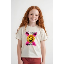 Panios Kids X Rules Baskılı Kız Çocuk Kısa Kollu T-shirt Krem