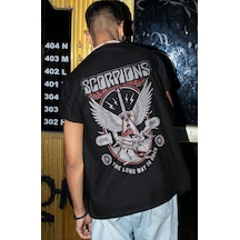 Scorpions Rock Metal Müzik Grubu Sırt Baskılı Unisex Oversize Tiş Siyah