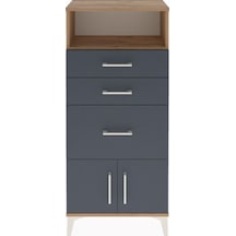 Arges Dolap Tek Raflı 3 Çekmeceli 2 Kapaklı 60x30x134 Çam-antrasit Atlas Çam