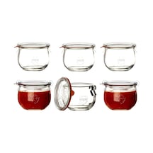 Weck Hava Geçirmez Clip-close Kapalı Tulip 580 Ml Kapaklı Kap 100 Mm, 6 Adet, Cam, Şeffaf, 6 Diğer