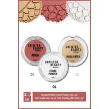 Makeup Transparan Fıxın Pudra No:1+toz Allık No:26+toz Aydınlatıcı No:12 Çok Renkli