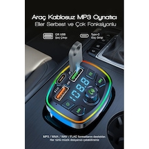 Bluetooth Araç Çakmaklık Fm Transmitter 48w Pd Hızlı Şarj Çift Mikrofon Araç Şarj Cihazı