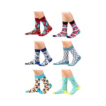 Ozzy Socks 6' Lı Organik Pamuklu Dikişsiz Erkek Çok Renkli Desenli Çorap -9 Çok Renkli