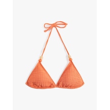 Koton Dokulu Aksesuarlı Üçgen Bikini Üstü Turuncu 5sak10208mm Turuncu