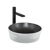 E-w1502mkg Tezgah Üstü Lavabo Mat Koyu Gri & Beyaz Koyu Gri