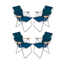 Bofigo 4 Adet Bahçe Sandalyesi Katlanır Sandalye Balkon Sandalyesi Mavi
