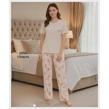 Mihra Kadın Ring Viskon Düğmeli Yaka Kısa Kol Likralı Pijama Takımı 40112b - 1 Adet Bej Mihra Kadın Ring Viskon Düğmeli Yaka Kısa Kol Likralı Pijama Takımı 40112b - 1 Adet Bej