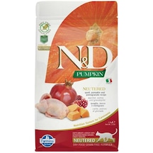 N&D Pumpkin Tahılsız Bal Kabaklı Bıldırcınlı ve Narlı Kısırlaştırılmış Yetişkin Kedi Maması 1500 G