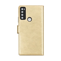 Tcl 20 Se Uyumlu Trend S Plus Kapaklı Kılıf - Gold