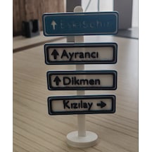 Ankara Yön Tabelası Mini Masa Dekoru Kızılay Dikmen Ayrancı Eskişehir Özel Renkli Miniatür Çok Renkli
