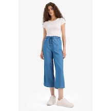 Defacto Pull On Culotte Yüksek Esnek Belli Tensel Yıkamalı İnce Jean Pantolon D8241ax25smnm28 Mavi