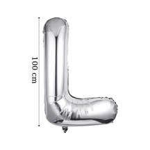 Folyo Balon L Harfi Helyum Balon 100 Cm Gümüş Renk - L Harf Balon - Harf Folyo Silver Balon Çok Renkli