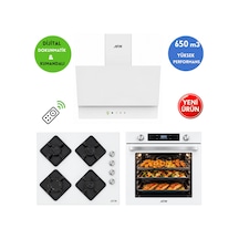 Alveus AFM Serisi Eg-38 Beyaz Cam Turbo + Soğutma Dijital Dokunmatik 3'Lü Ankastre Set Fırın + Ocak + Davlumbaz