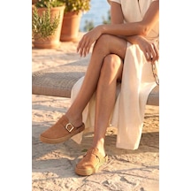 Fox Shoes Y596148502 Taba Süet Önü Kapalı Sabo Terlik