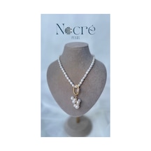 Lustre İnci Charmlı Kolye Beyaz