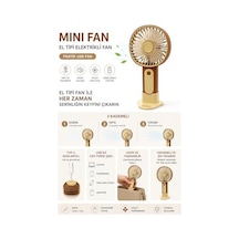 Mini El Fanı Usb Şarjlı Type-c Bağlantılı 3 Kademeli Taşınabilir Elektrikli Fan Masaüstü Ve El Tipi Kullanım Kahverengi Renk Serinletici Fan .