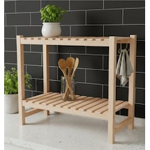Mutfak Ahşap Tezgah Üstü Düzenleyici - 2 Katlı Baharatlık Rafı - Doğal Ahşap - 50x40 Cm Diğer