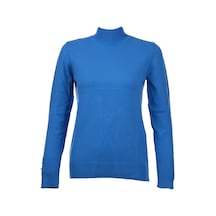 On Kadın Minimalist Boğazlı Uzun Kol Kazak - Günlük & Özel Gün Mavi