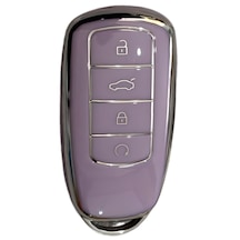 Autohan Keys Araç Anahtarı Koruma Kılıfı, Chery Tiggo 8 Pro, Omoda 5, Tiggo 7 Avantgarde İle Uyumlu, Lila-gümüş
