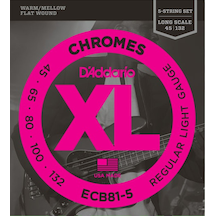 D'addario Ecb81-5 Chromes Bass 5-String. Light. 45-132. Long Scal