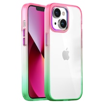 Apple Uyumlu iPhone Buff 13 Air Bumper Rainbow Kılıf Pink Green