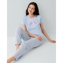 Arnetta 3598-s Kısa Kol Pijama Takımı Mavi