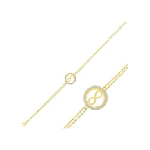 Gümüş Gold Sonsuzluk Bileklik Gümüş Gümüş