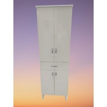 Çok Amaçlı Dolap Beyaz Model Hard Parlak Suntalem 180 Cm 4 Raf Demonte El Yapım Beyaz