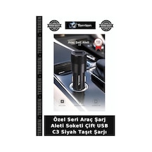 Özel Seri Araç Şarj Aleti Soketi Çift Usb C3 Siyah Taşıt Şarjı