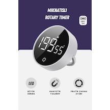 GWORKE RT-1 Mıknatıslı Zamanlayıcı, Mutfak Kronometresi, Pomodoro, Öğrenci Ders Çalışma Saati - Beyaz