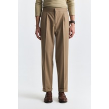 Antioch Relaxed Yün Karışımlı Pileli Pantolon Camel