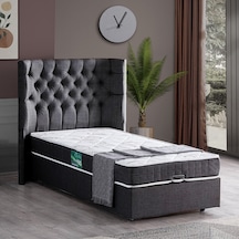 Setaymobilya Baza, Matilda Tek Kişilik Baza + Başlık + Comfort Yatak, Antrasit