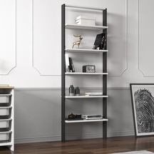 Hero 5 Raflı Modern Kitaplık - 180 Cm Antrasit/beyaz