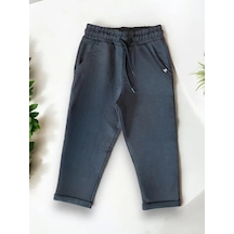 Zekids Erkek Çocuk Basic Pamuklu Eşofman Alt-14201 Füme