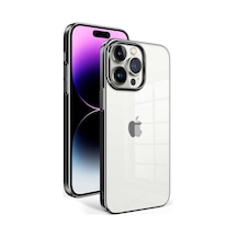 Kilifone - Apple Uyumlu iPhone 14 Pro Max - Kılıf Arkası Şeffaf Kenarları Renkli Sert Sun Kapak - Siyah