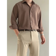Relaxed Fit Hafif Rahat Modal Kumaş Gömlek Kahverengi