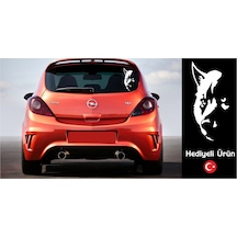 Türk - Kurt Silüeti Sticker -   Hediyeli Ürün Gümüş M.Gri-15X5Cm-