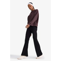 Defacto Defactofit Flare Fit Toprlayıcı Yüksek Bel İspanyol Paça Standart Boy Ribana Sporcu Pantolon F5040ax25wnbk81 Siyah