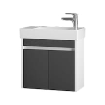 Denko Natalia 60 Cm Mdf Antrasit Gri Banyo Dolabı Alt Modül Ve Seramik Lavabo Antrasit