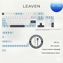 Mekanik Klavye Keycap Seti Mavi-beyaz-siyah 128 Tuşlu Keycap