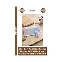 Özel Seri Kablosuz Klavye Mouse Seti Tmk09 Mor Masaüstü Görsel Donanım