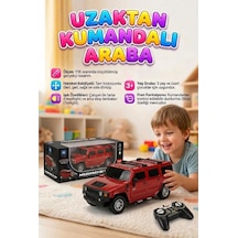 Uzaktan Kumandalı 7 Fonksiyonlu Işıklı Tepe Lambalı 1:16 Ölçek Hummer Suv Oyuncak Arazi Arabası Kırmızı