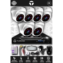 Turkno 6 Kameralı Domia 6 İç Kamera Set HDD'siz Full HD Gece Görüşlü Güvenlik Kamerası Sistemi