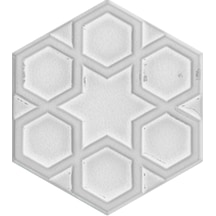 Armada Çini 15x17 Cm Rölyefli Yıldız Beyaz Altıgen Çini Karo