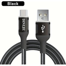Hightower Dınıje Usb-c Hızlı Şarj Kablosu Renkli Işık Göstergeli 3 3ft Nylon Siyah