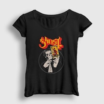 Presmono Kadın Tarot Ghost T-shirt Siyah