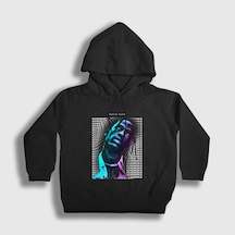 Presmono Unisex Çocuk Warp Astroworld Travis Scott Kapüşonlu Sweatshirt Siyah