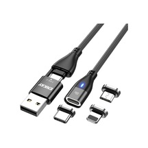 Rogfer Enkay 6'sı 1 Arada Pd60w Usb-a / Type-c - Type-c / 8 Pin / Mikro Usb Manyetik Hızlı Şarj Kablosu, Kablo Uzunluğu:1m Siyah