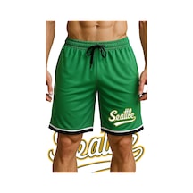 Top Glory Cepli Seattle Baskılı Basketbol Şortu Spor Şort Yeşil