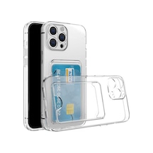 Apple Uyumlu iPhone 13 Pro Max Kılıf Kartlıklı Şeffaf Setra Silikon